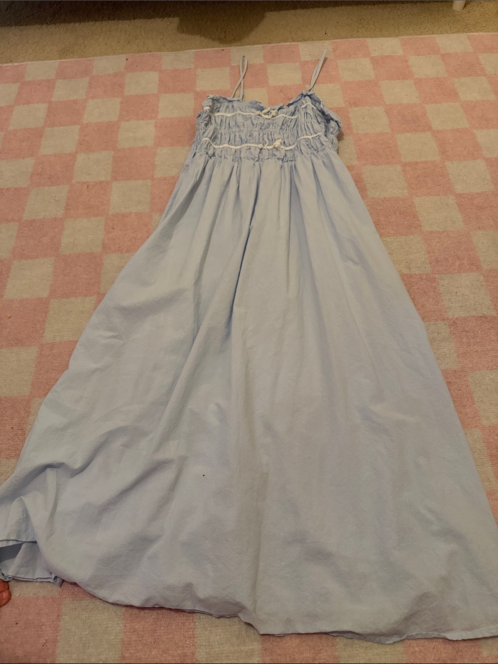 Papermoon Pale Blue Smocked Strap Maxi Sundress - broken strap